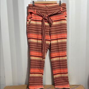 Striped Women's Pants with Tie Waist